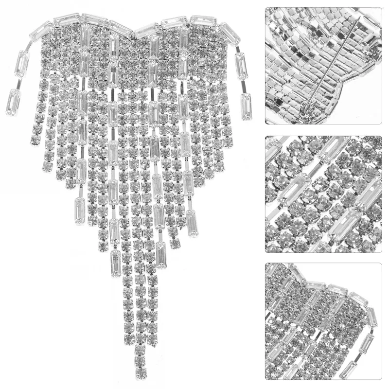 Dekoratif Çiçekler Rhinestone Fringe Trim Giyim Gelini Boutonniere Korsage Soğuk Rüzgar Pin Sırt Çantaları Pubsel Broş Partisi Alaşım Kalp Şeklinde