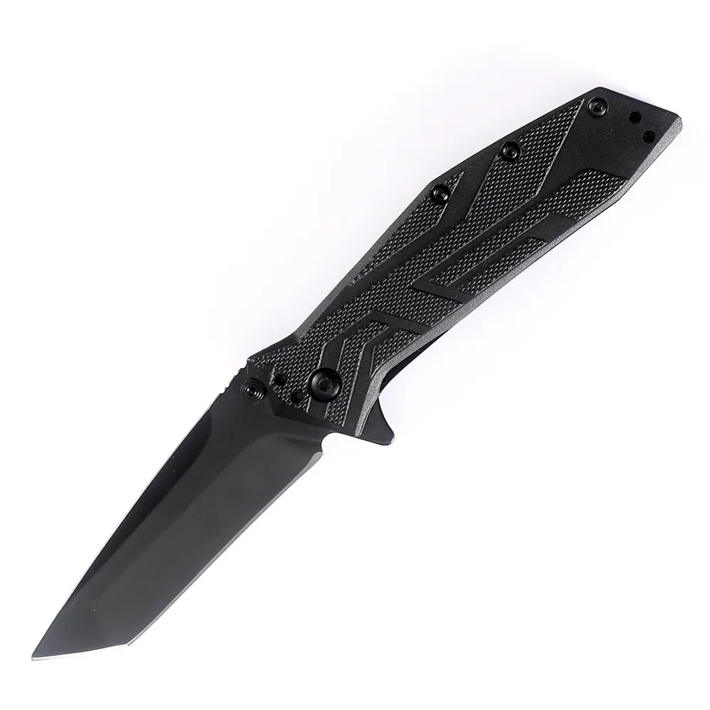 Oferta especial KS1990 Assisted Flipper Flipper Folding Knife 8Cr13Mov Black Titanium Coating Tanto Blade GRN Handle EDC Pocket Folder Knives with Retail Box