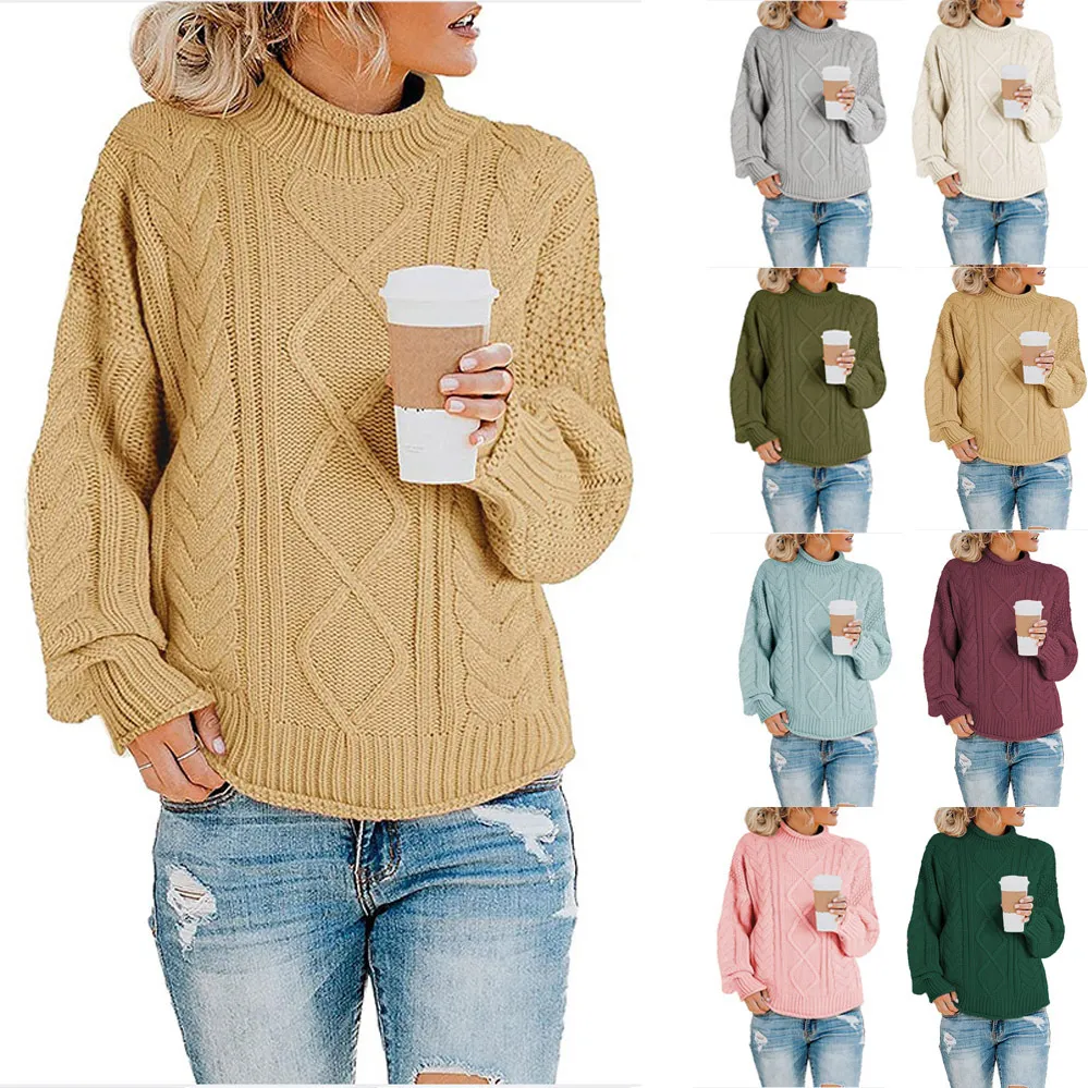 2023 herbst/Winter Neue Strickwaren frauen Pullover Kleidung Europa Amerika Dicken Faden High Neck Pullover Pullover Pullover