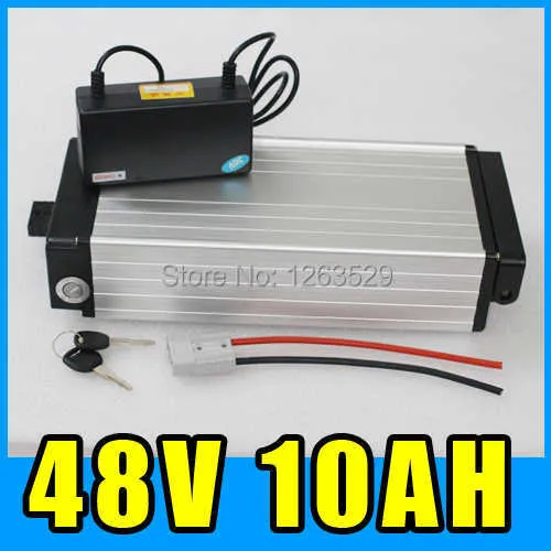 48V 10AH Rack trasero Batería de litio Paquete de batería de aleación de aluminio 54.6V Bicicleta eléctrica Scooter E-bike Envío gratis