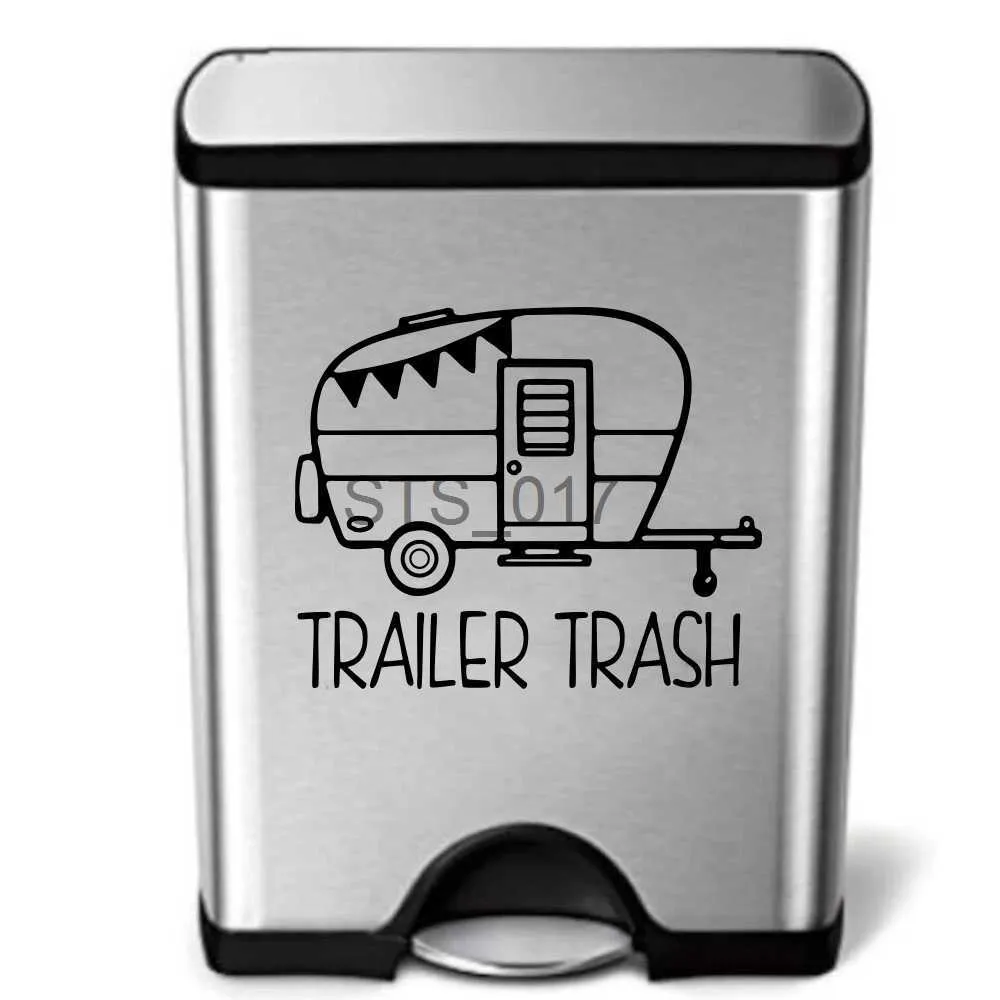 Other Decorative Stickers Camper Rv Trailer Trash Can Decal Sticker Camping Travel Trash Can Vinyl Decor x0712