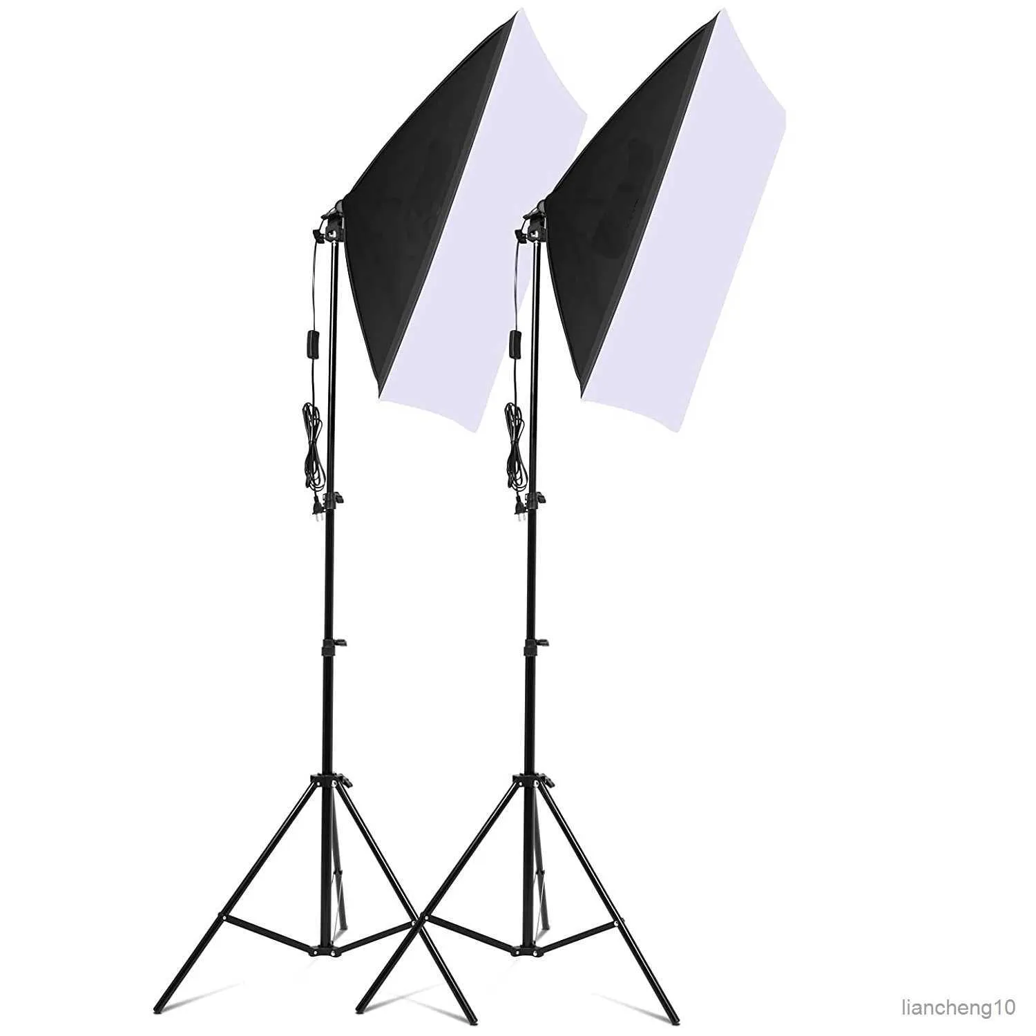 Blixtspridare Soft Box Lighting Kit Kontinuerlig fotografering Belysning SoftBox Photo Studio Lights med E27-uttag för kamerafotografering Video R230712