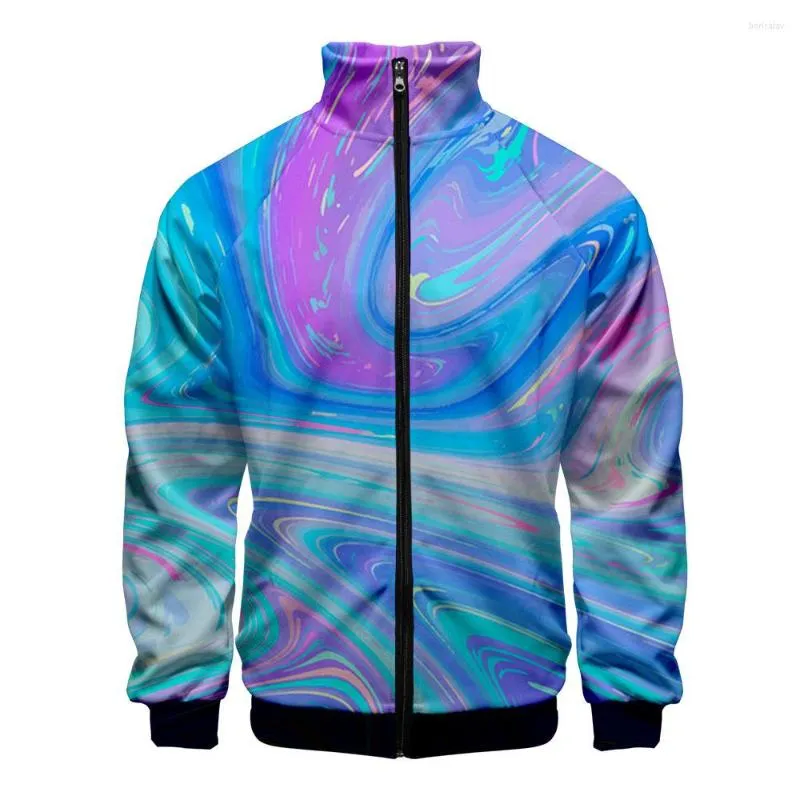 Vestes pour hommes coloré 3D Baseball veste hommes Bomber Harajuku Hip Hop à capuche décontracté col montant fermeture éclair sweat vêtements de sport