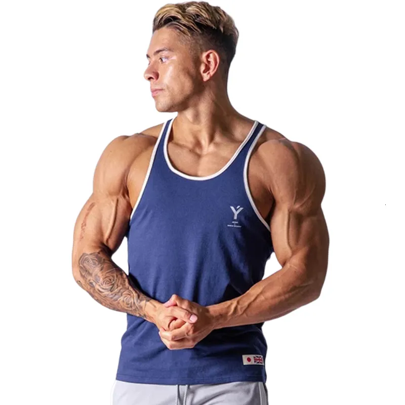 Débardeurs pour hommes Vêtements pour hommes Gym Top Fitness Hommes Alphaette Débardeur Muscles Élastiques Coton Running Débardeur Muscles Corde 230711