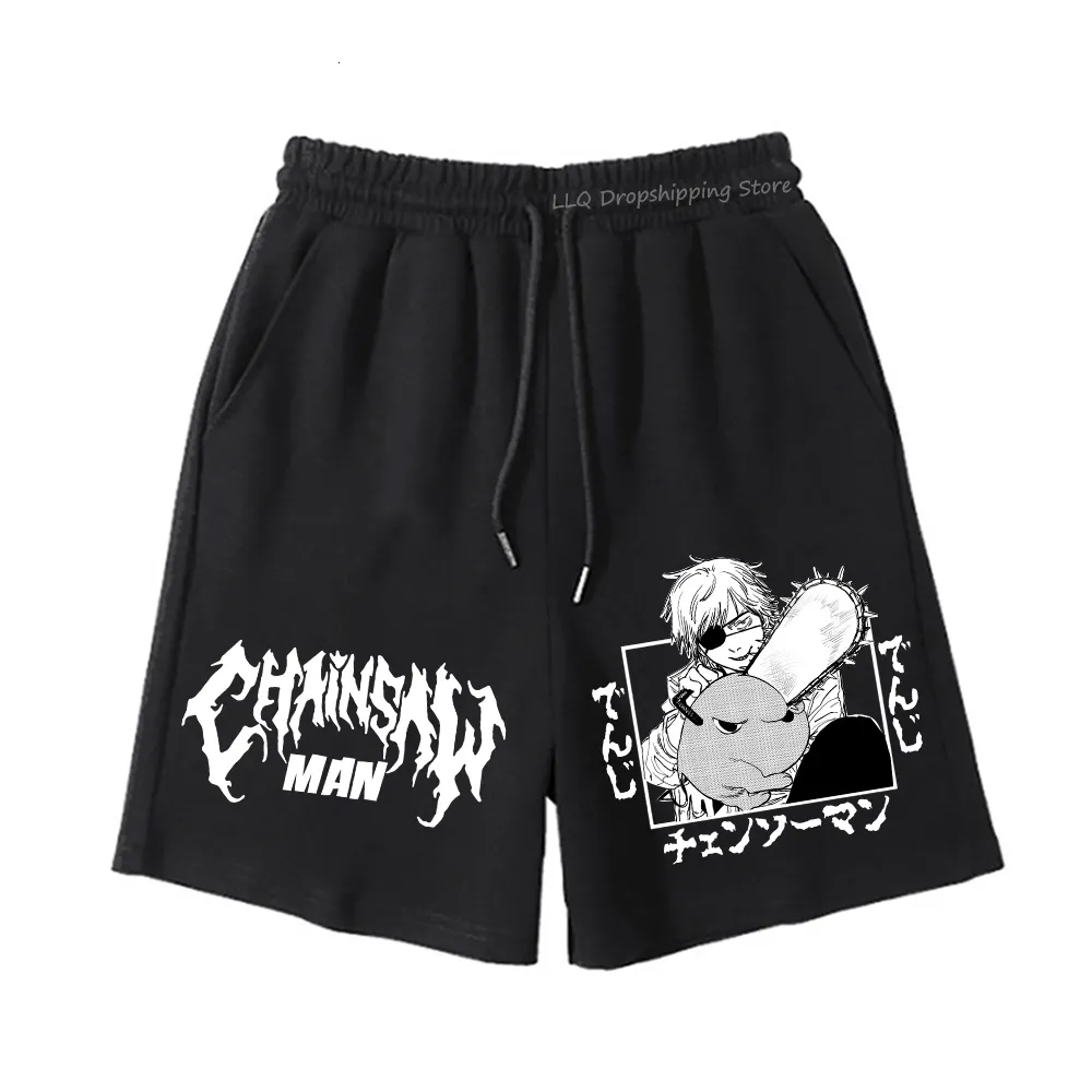 Hommes Shorts tronçonneuse homme puissance pantacourt Anime Denji Makima cinquième pantalon noir Streetwear hommes pantalons d'été 230712