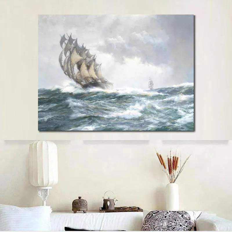 Voile Marine toile Art volant Spume l'Adélaïde Montague Dawson peinture à la main paysage marin décor à la maison