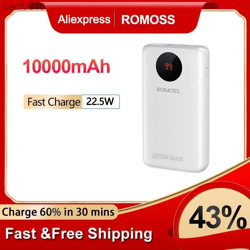 Romoss 10000mAh Power Bank PD 20W Fast Charging External Battery 10000 mAh Portable Charger Mini Powerbank for Xiaomi iPhone L230712