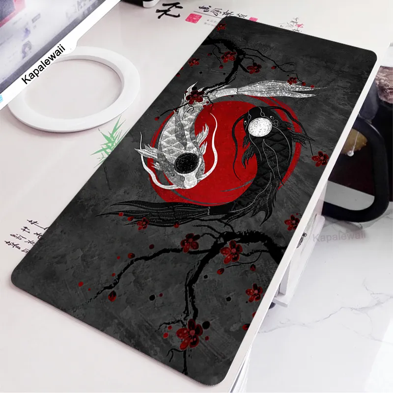 Poisson grand Anime noir tapis de souris Gamer mignon Kawaii tapis de souris de jeu XXL Otaku bord de verrouillage grand mode ordinateur portable tapis de bureau