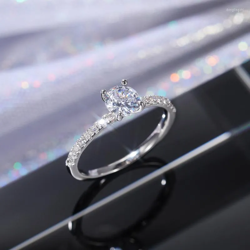 Wedding Rings Band Eternity Women Brilliant Round Zirconia Luxury Engagement Thin Elegant Female Jewelry Drop Ship