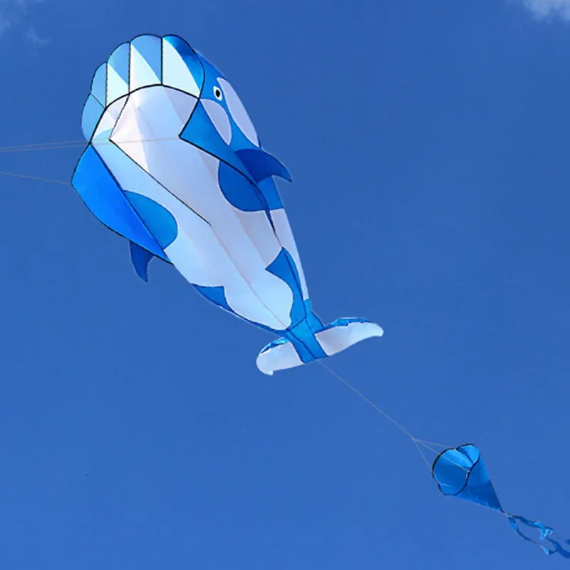 NEW 3D Kite Huge Frameless Soft Parafoil Giant Dolphin Kite RED Outdoor  Sports