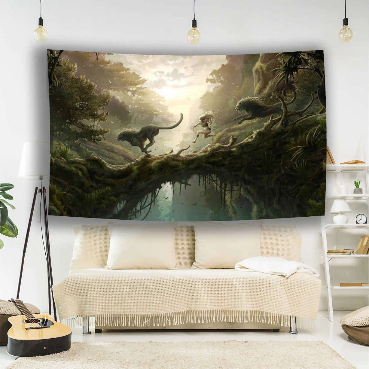 Gobeliny konfigurowalne fantastyczne światy fantasy magiczne naturalne krajobrazy animowane dekoracyjne ściany gobeliny
