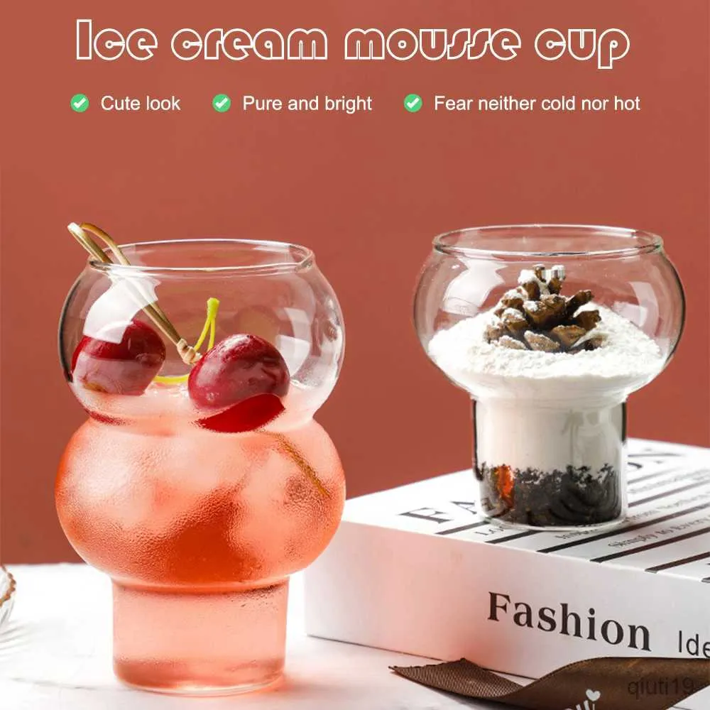 Tasses 300 / 520ml Tasse À Café Ménage Transparent Vin Dessert Tasse En Verre Home Bar Drinkware Gourde Cocktail Verre Cuisine Fourniture R230712