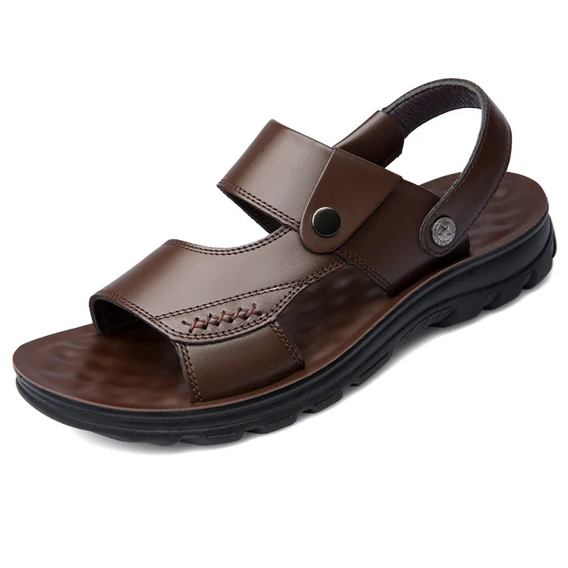 Sandals Size 45 47 Summer Leather Men Men Beach Shoes Casual Hestual Comploed Comply Heathable Nonslip Slippers 230711 2 245 DHgate