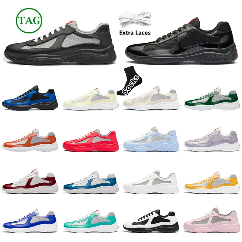 2023 nouvelles chaussures de sport pour hommes Coupe des Amériques baskets basses en cuir verni Runner Chaussures de designer pour hommes Tissu Confort technique Extérieur blanc jaune Baskets