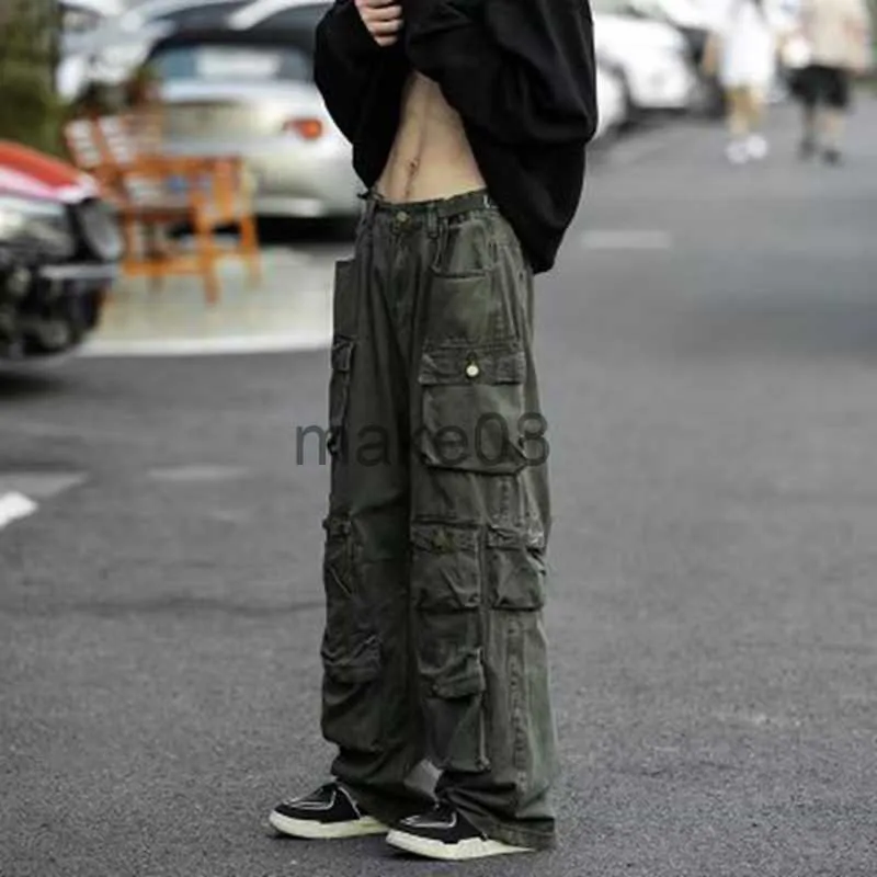 Black Cargo Pants Men Cool Streetwear Harajuku Korea Fashion