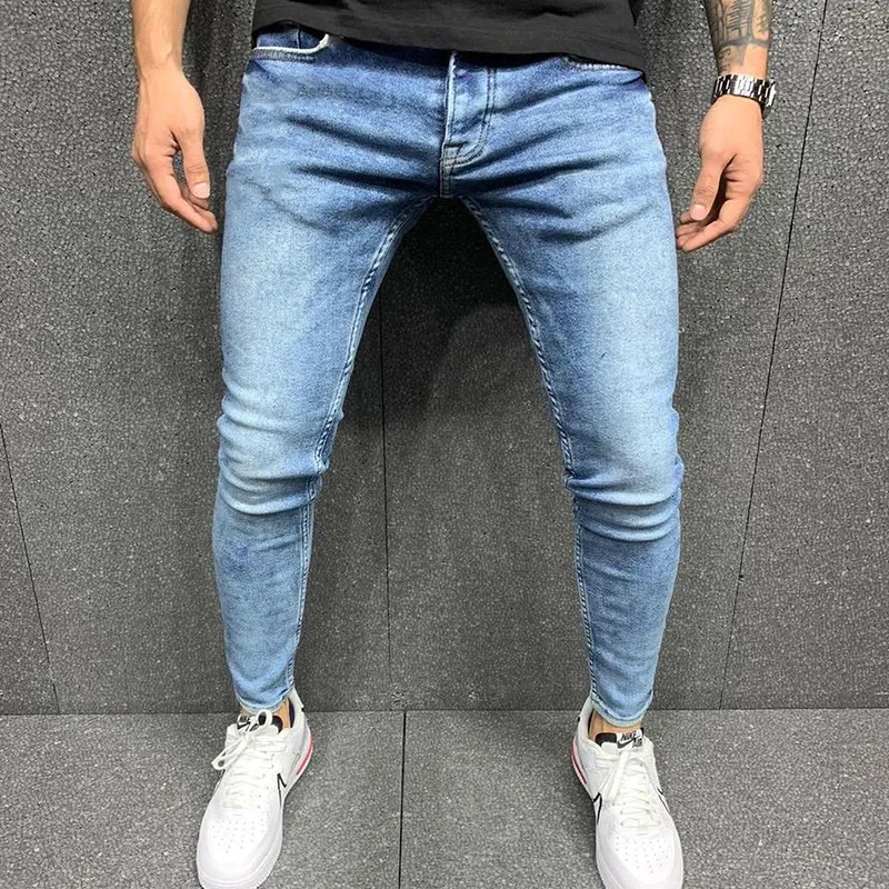 Hommes Jeans Design Printemps Été Automne Pantalon Homme Plus La Taille 40 Bleu Clair Déchiré Hommes 230711