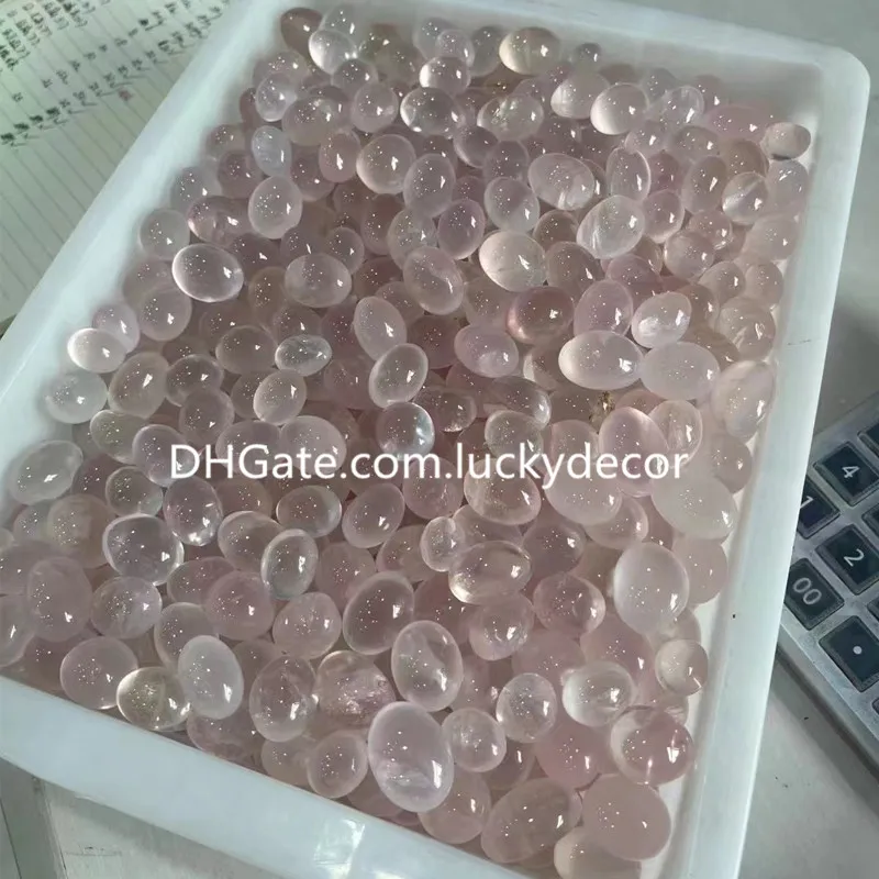 Mozambique Star Flash Rose Quartz Tumbled Stones Cadeaux de haute qualité Belle astérisme naturel translucide Rose Love Healing Crystal Gemstone Tumblestones 20-30mm