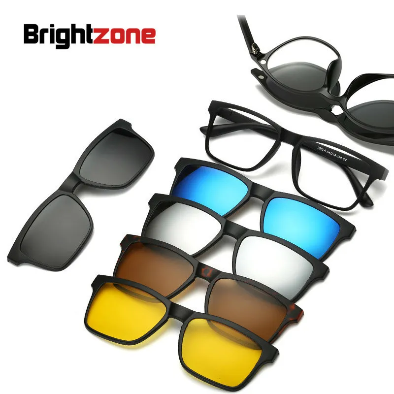 Lunettes de soleil Brightzone 51 Costume Mode Clip Sur Lunettes De Soleil Jaunes Femmes Cadres Lunettes Magnétiques Hommes Lunettes 6 En 1 Lentille Transparente 230712