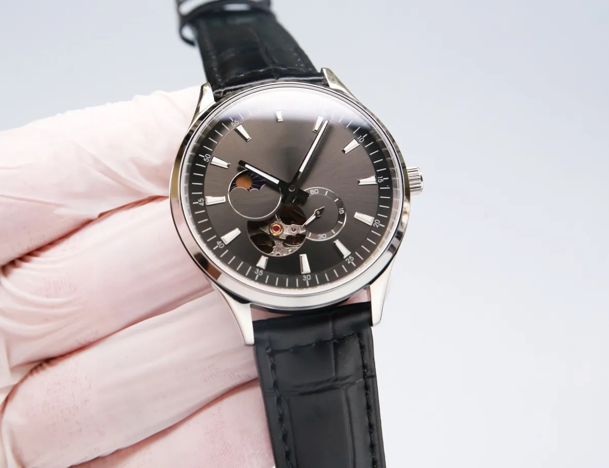 Moon Phase Series, Men 's Watch, Steel Shell, Sapphire Glass Mirror, Luminous, Italian Cowhide, 직경 40x11m을 사용하여 원래 82S7 운동이 장착되어 있습니다.