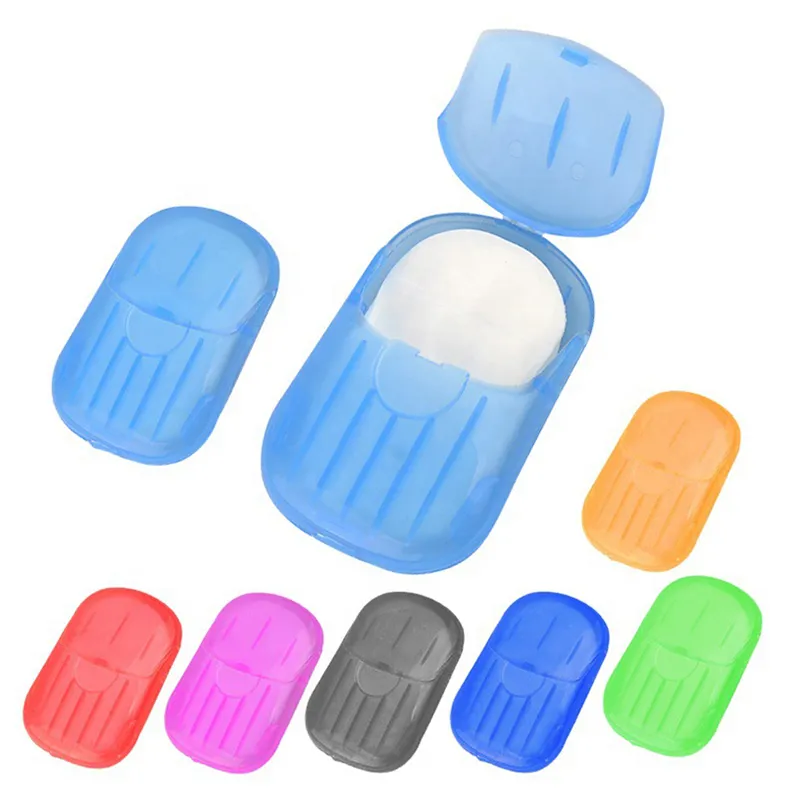 Mini papier savon de voyage lavage des mains bain nettoyage Portable en boîte savons moussants papiers feuilles parfumées