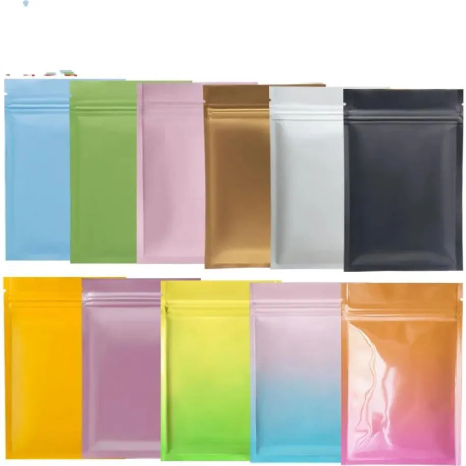 Torby do pakowania 100 sztuk/kolor Mti kolor zamykana na zamek błyskawiczny torba z mylaru przechowywanie żywności torby z folii aluminiowej opakowanie z tworzywa sztucznego odporne na zapach woreczki J1