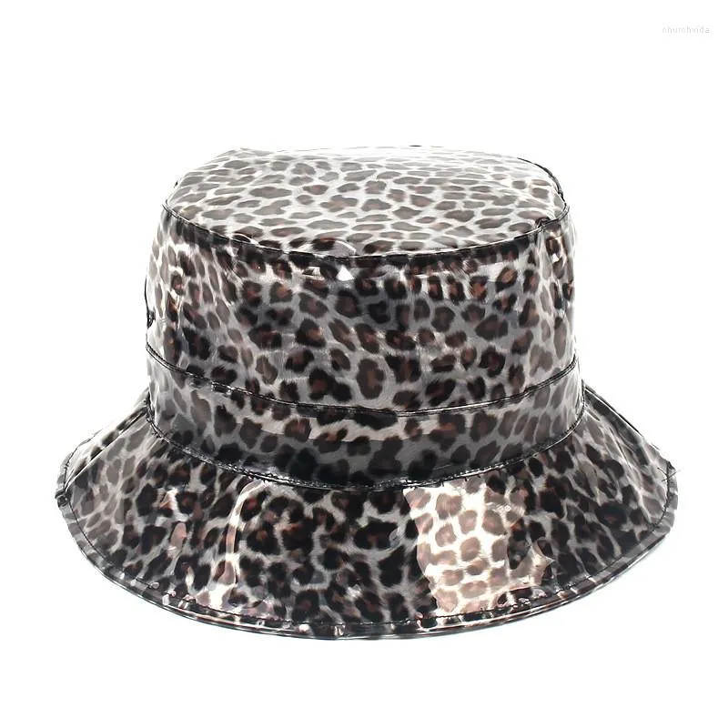 Cappelli a tesa larga Cappellino con visiera leopardata Cappello da pescatore pieghevole in PVC da donna Berretti da baseball trasparenti per donne adolescenti