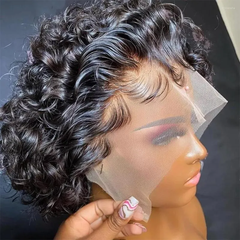 Pixie Cut Wigs 13x1 Curly Lace Front Human Hair Wigs Pre Plucked Brazilian Hair From Prudencha 35.8 DHgate.Com