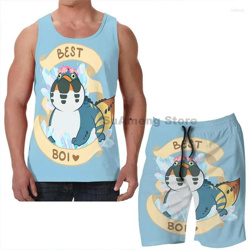 Men's Tracksuits Summer Funny Print Men Tank Tops Women Dodogama Boi (MonHun World) Beach Shorts Sets Fitness Vest