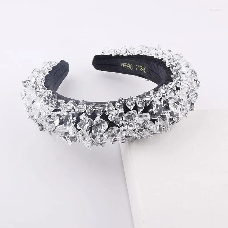 Hair Clips Exquisite Headband Fashion Gorgeous Cube Transparent Crystal Sponge Ladies Prom Accessories 939