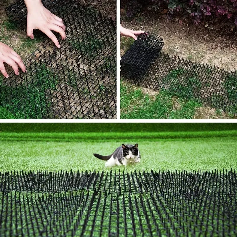 Tapete de excremento de gato 1 peça com tiras de espinho anti-gatos rede rolha de escavação repelente de pragas tapete de dissuasão de espigões 78 polegadas x 11 polegadas