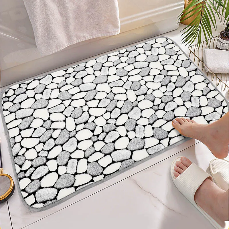 Bath Mats Bathroom Mat Bathtub Side Carpet Non-slip Absorbent Bathroom Doormat Soft Coral Velvet Offset Printing Bathroom Accessories 230711