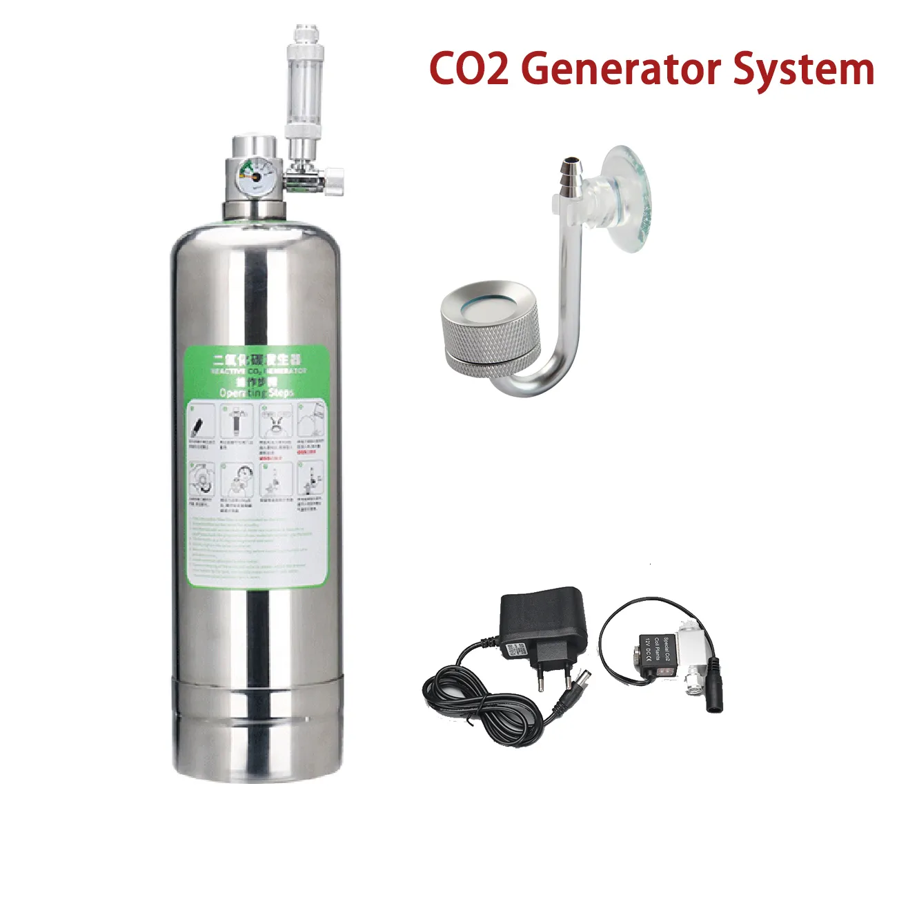 Bombas de ar acessórios aquário sistema gerador de co2 kit sistema de cilindro de aço inoxidável reator de dióxido de carbono para planta 230711