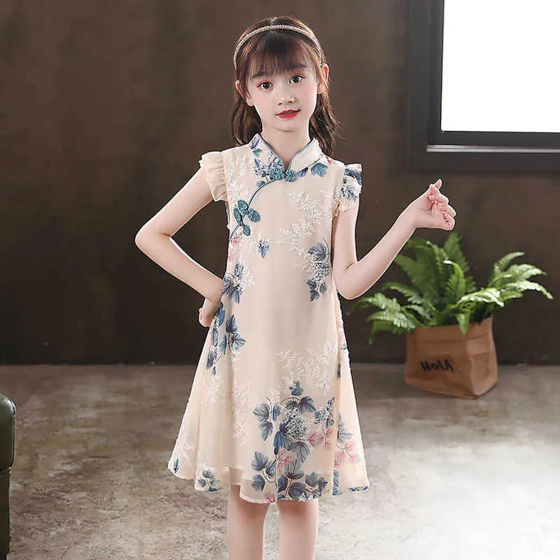 Abiti da ragazza Kids Girl Girl Floral Qipao Rosa vestito formale Cina Abiti per bambini carino bambino Bambini moderni Cheongsam Regalo di compleanno Dreseshkd230712