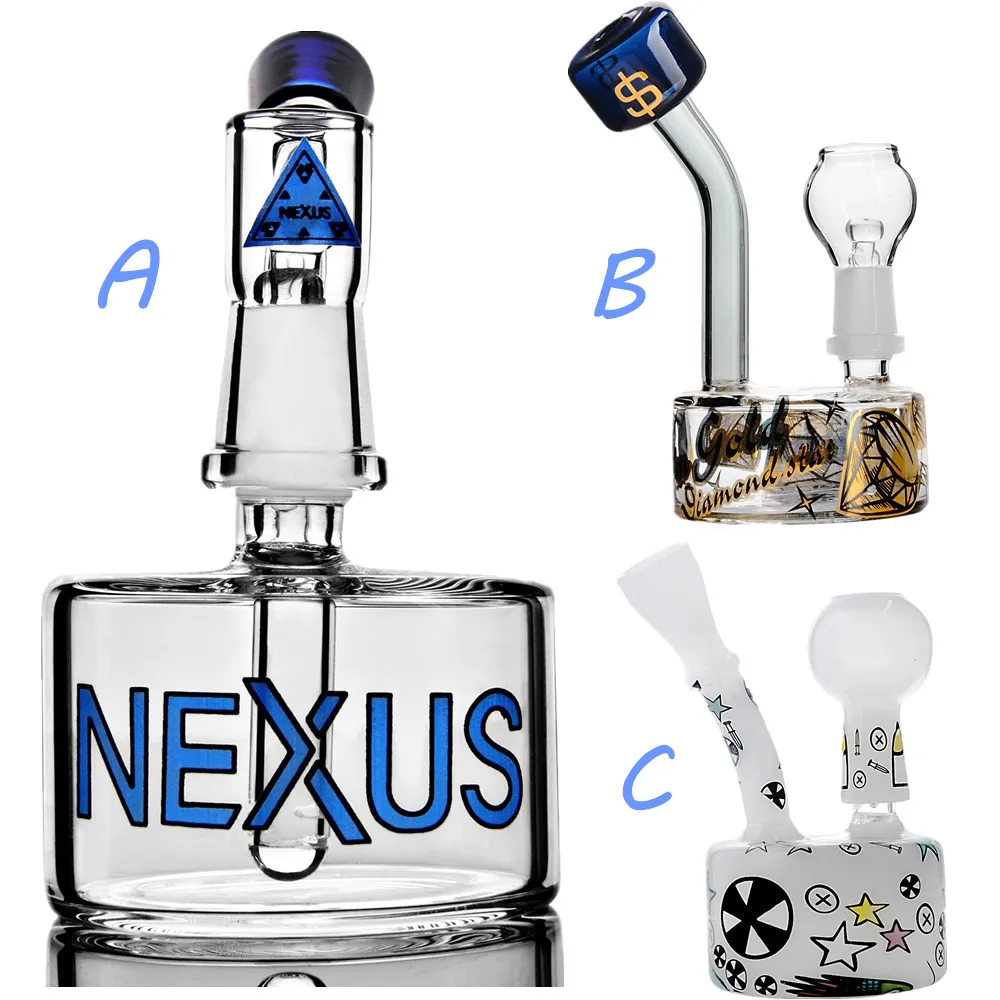 Azul Verde Nexus Vidrio sólido Bongs de narguile Reciclador grueso Dab Oil Rigs Bong Bubbler Pequeños tubos de agua Pipa para fumar Ash Catcher