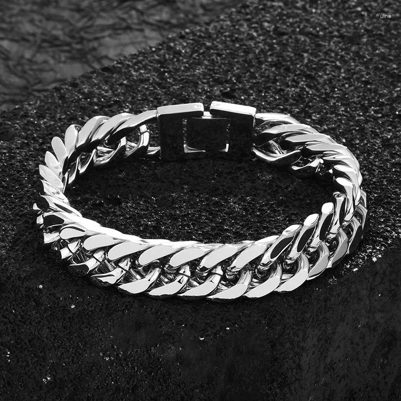 Link Bracelets Trendy Cuban Chain Men Bracelet Hiphop Miami Classic Heavy Craft Metal For Women Fashion Jewelry Gift