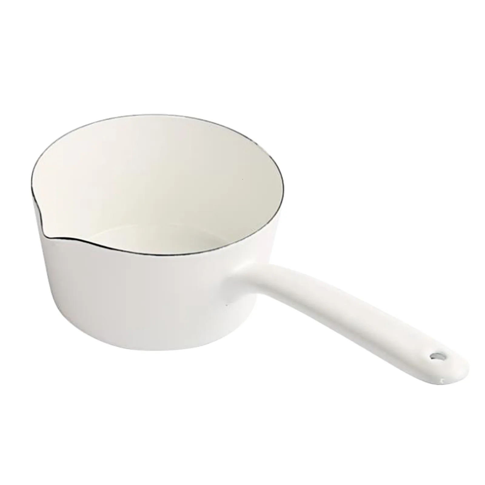 Milk Pot 15cm Coffee Boiling Induction Cooker Butter Warmer Breakfast Enamel Porridge Gas Stove Melting Single Handle Saucepan 230711