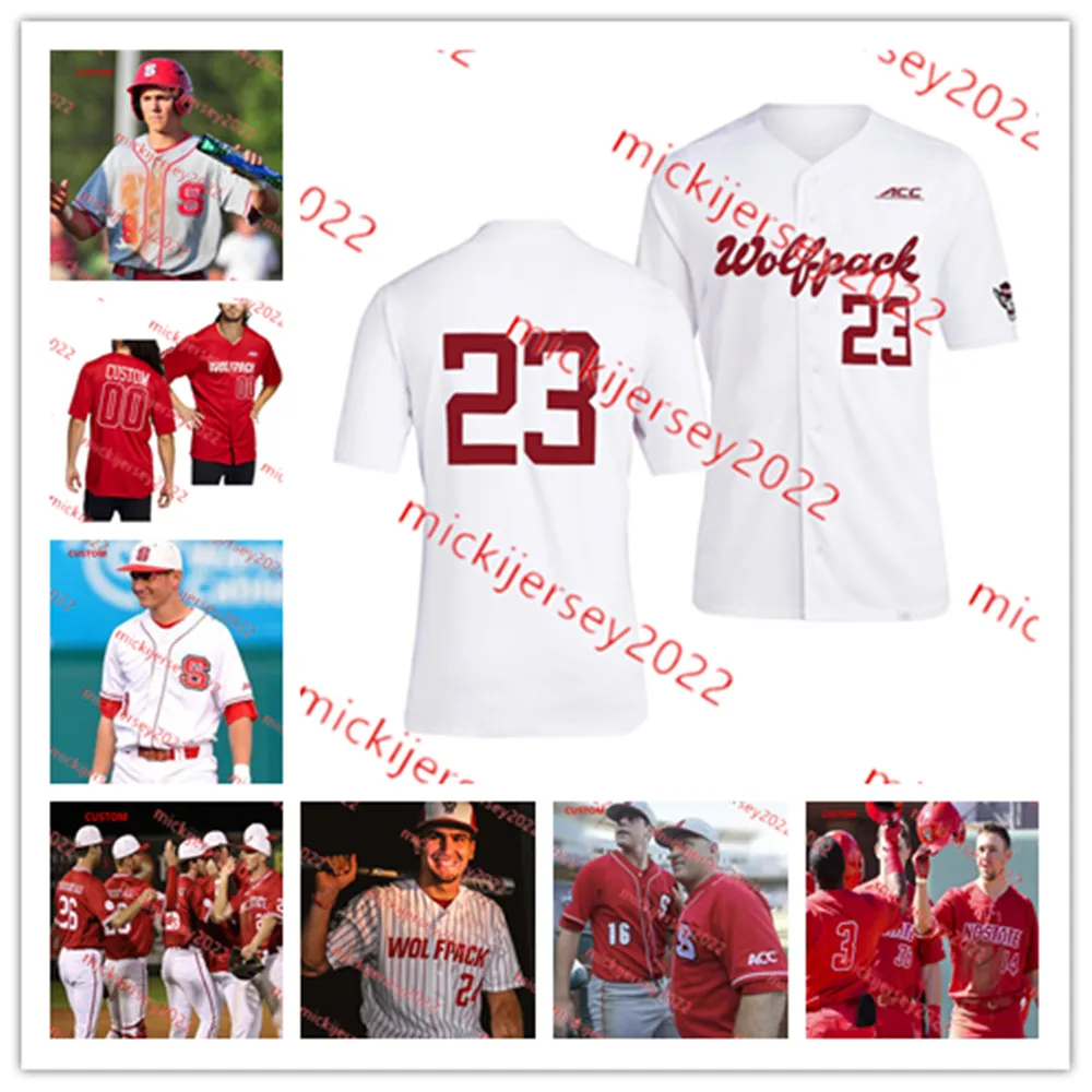 NC State Wolfpack Baseball Jersey 27 Parker Nolan 5 Cannon Peebles 15 Carter Trice 0 Rio Britton 48 Andrew Shaffner NC State Jerseys cousus sur mesure pour hommes jeunes