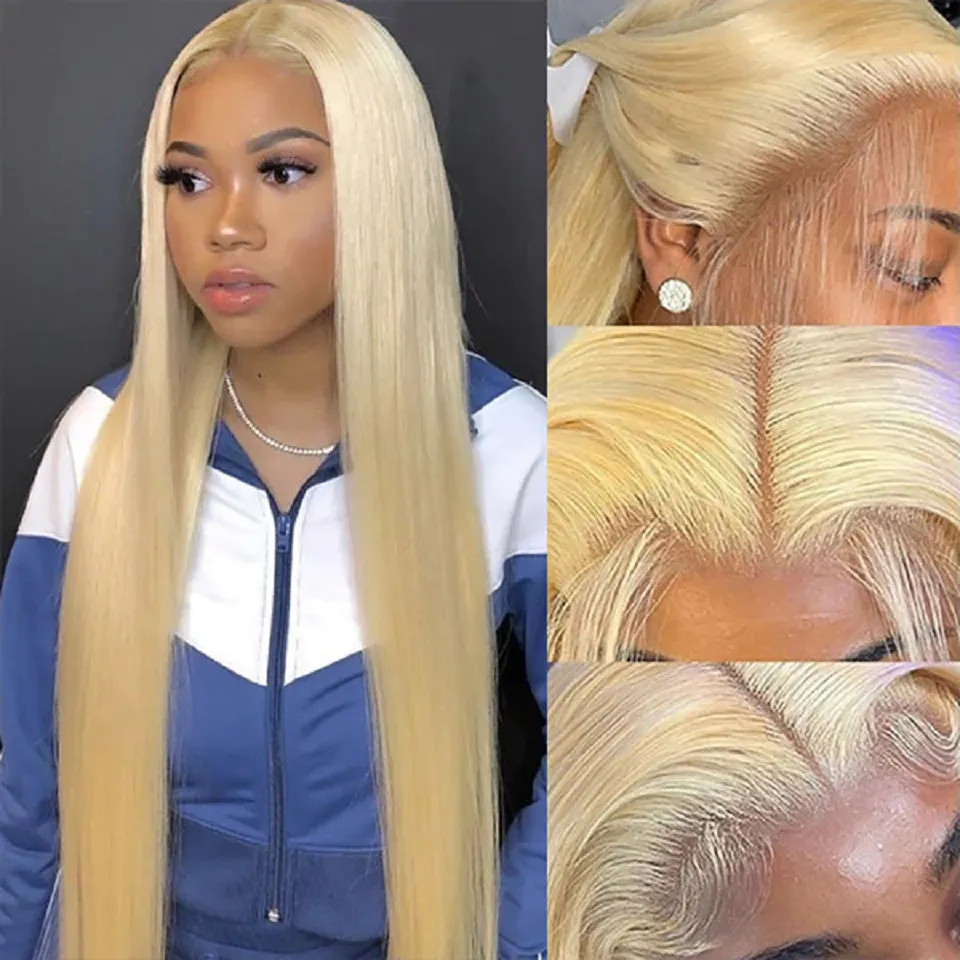 613 Straight Lace Front Wig Honey Blond Bone Straight Lace Frontal Wig Colored Hair Human Peruca Brasileira Remy Para Mulheres Negras