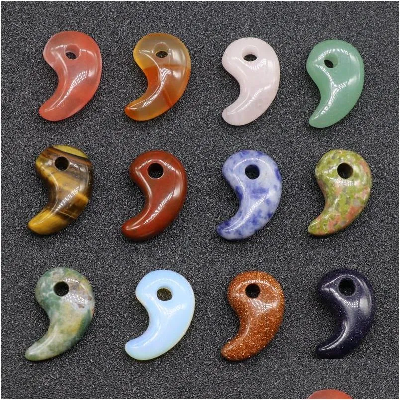 Charms 14X22Mm Natural Stone Magatama Pal Pink Quartz Crystal Chakra Reiki Healing Charm Pendants For Jewelry Necklace Marking Drop Dhuya