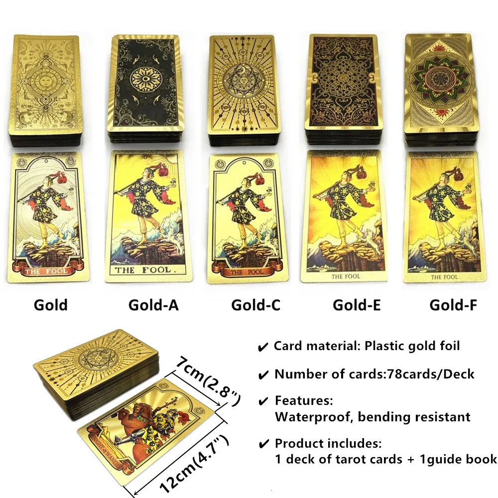 Gold Foil Tarot Cards Deck 78 Cards Gold Plastic... From Nan09, $13.44 ...