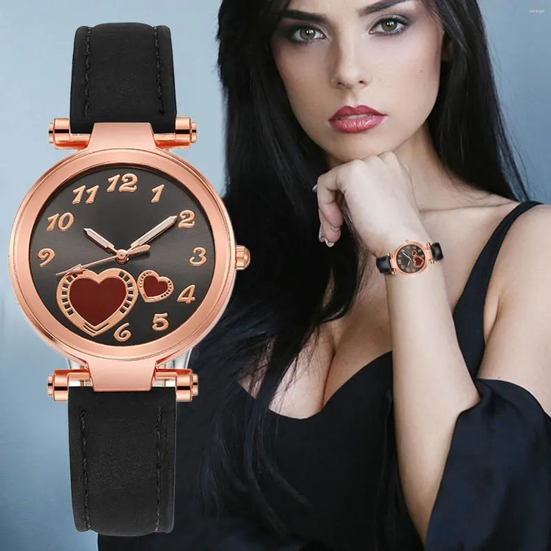 Wristwatches Women Watches Love Peach Heart Ladies Watch Nubuck Leather Strap For Relogio Feminino Clock