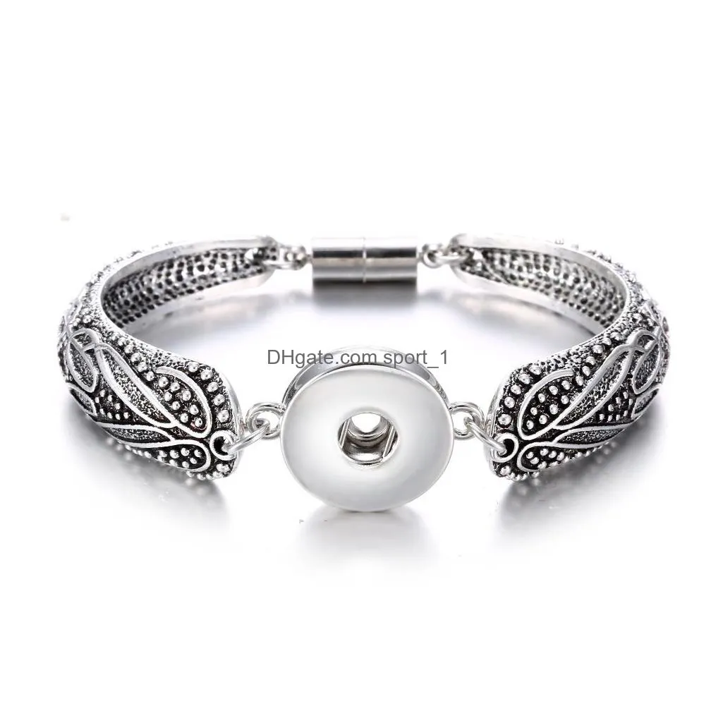 Charm Bracelets Ancient Sier 18Mm Snap Button Magnet Bracelet Snaps Buttons Jewelry For Women Men Drop Delivery Dhtnv