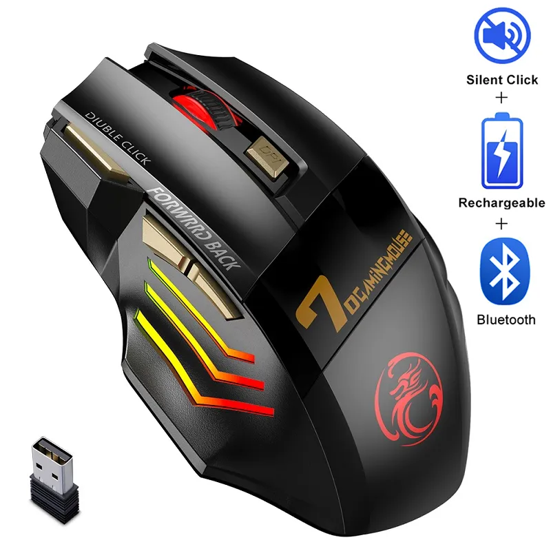 Mäuse Wiederaufladbare Bluetooth Maus Wireless PC Gamer Computer Gaming Ergonomische Mause 5500 DPI Stille Für Laptop Ipad 230712