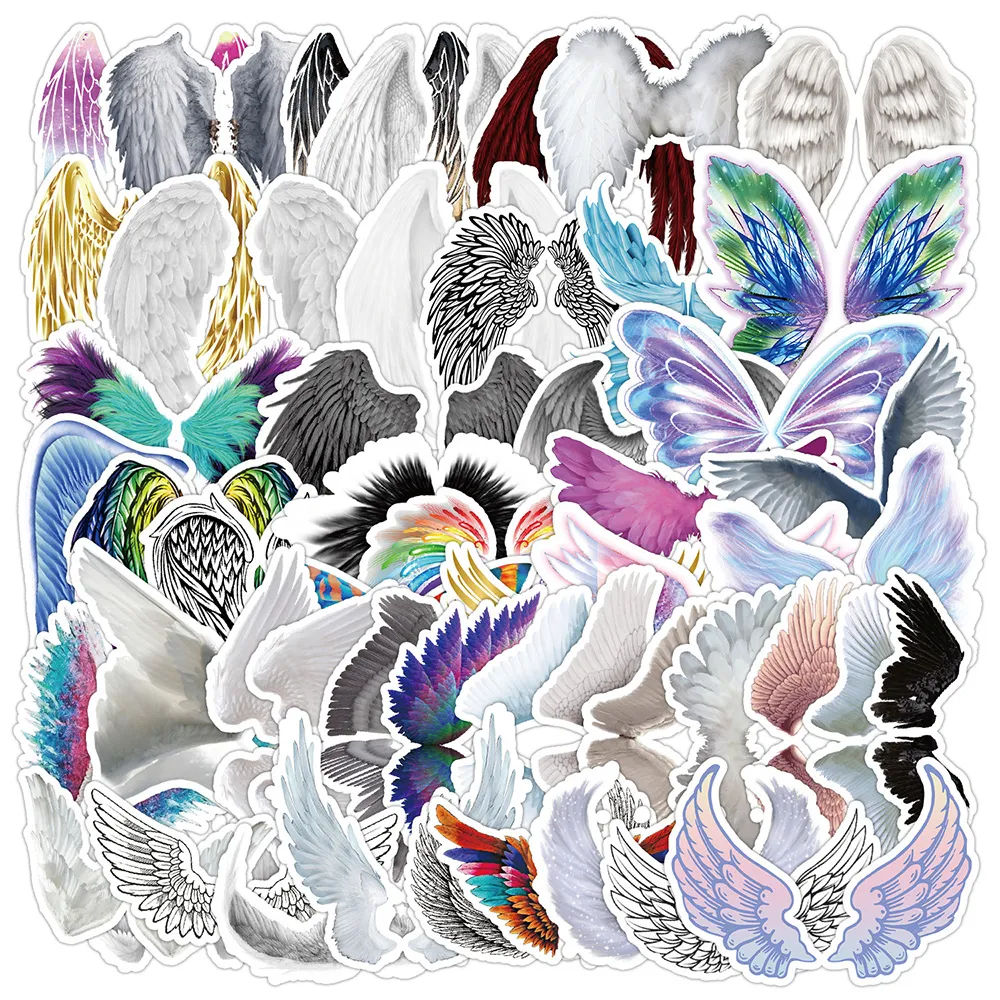 50pcs Cool Angel Wings stickers Aesthetic Vinyl Waterproof Sticker Graffiti Kids Toy Skateboard car Motorcycle Bicycle Sticker Decals Wholesale