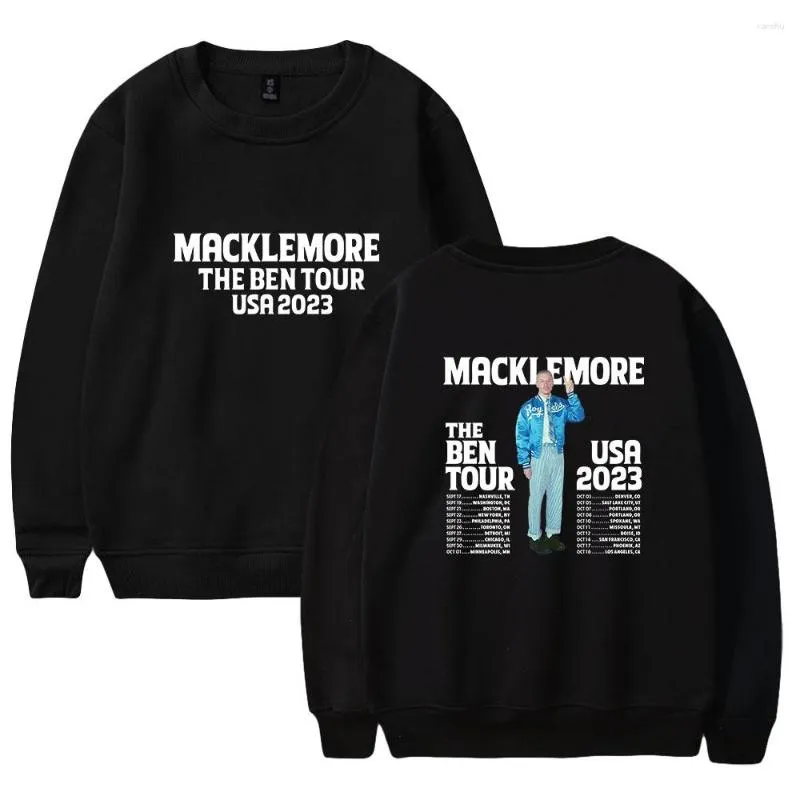 Erkek Hoodies Macklemore Ben Tour 2023 Merch World Giyim Kadınlar Erkekler Baskı Gündelik Hiphop Uzun Kollu Üst