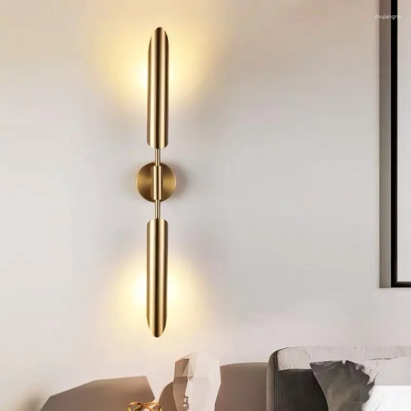 Poste de luz de parede moderna sala de estar dourada luz de fundo G9 adequado para quarto de cabeceira luxuosa escadaria corredor