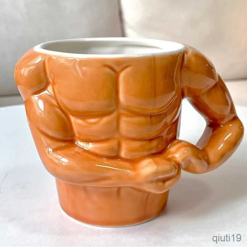 Mugs Creative Muscle Man Mug Ceramic Coffee Cup Ceramic Mug Creative Personality Water Cup Ceramic Cup Birthday Christmas Xmas Gift R230712