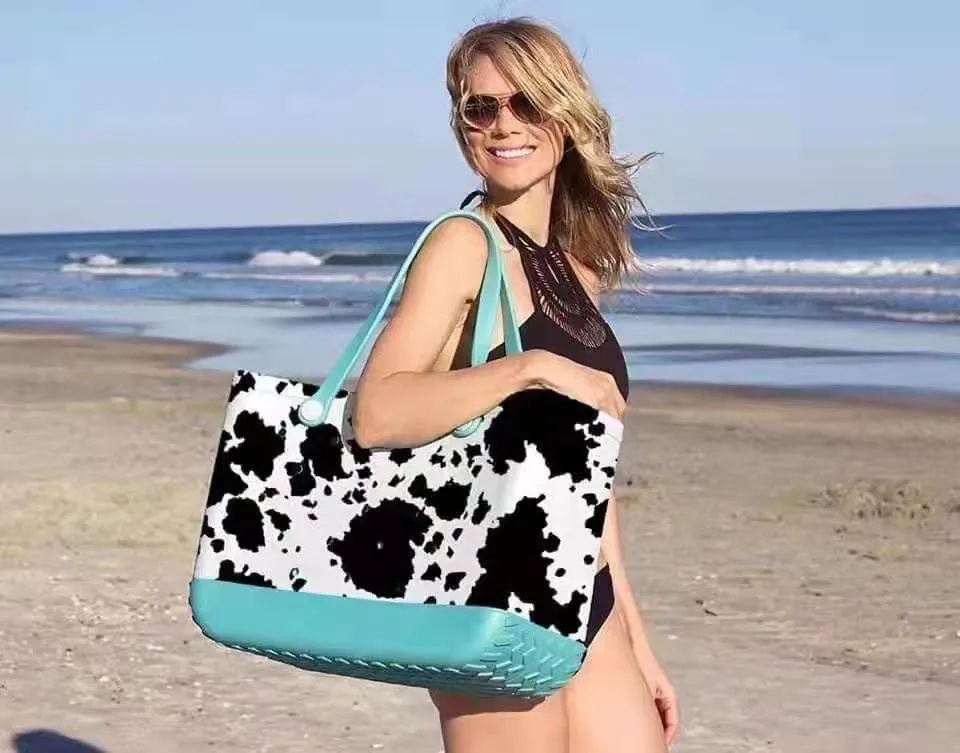 Cesta de praia Bolsa de praia de EVA com furo estampado Bolsa feminina portátil de grande capacidade