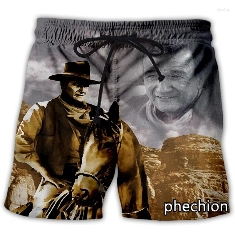 Herrshorts Phechion Mode Män/Kvinnor John Wayne 3D-utskrift Casual Novelty Streetwear Herr Lös Sporting L59