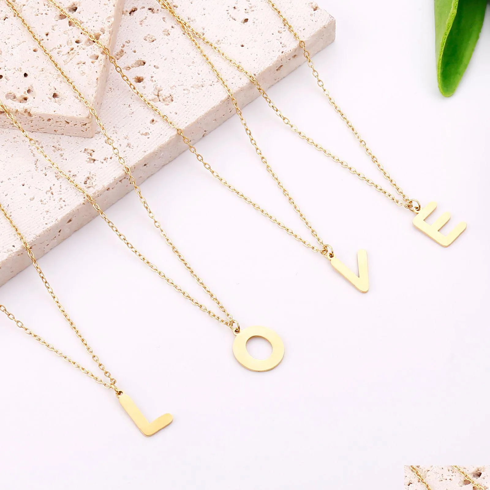 Hanger Kettingen Rvs Eerste Ketting Familie Letters Naam Sieraden Kraag Voor Vrouwen Geschenken Drop Levering Hangers Dhqhl